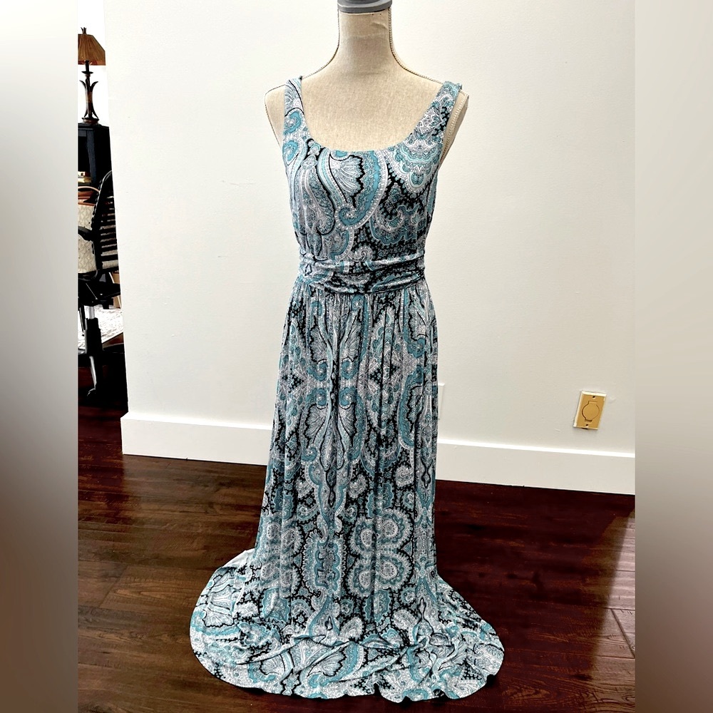 INC Blue/Teal Paisley Maxi Dress